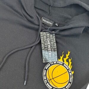 Chemistry Mens S  Black Skeleton Basketball Skater Hoodie Sweatshirt Grunge NWT